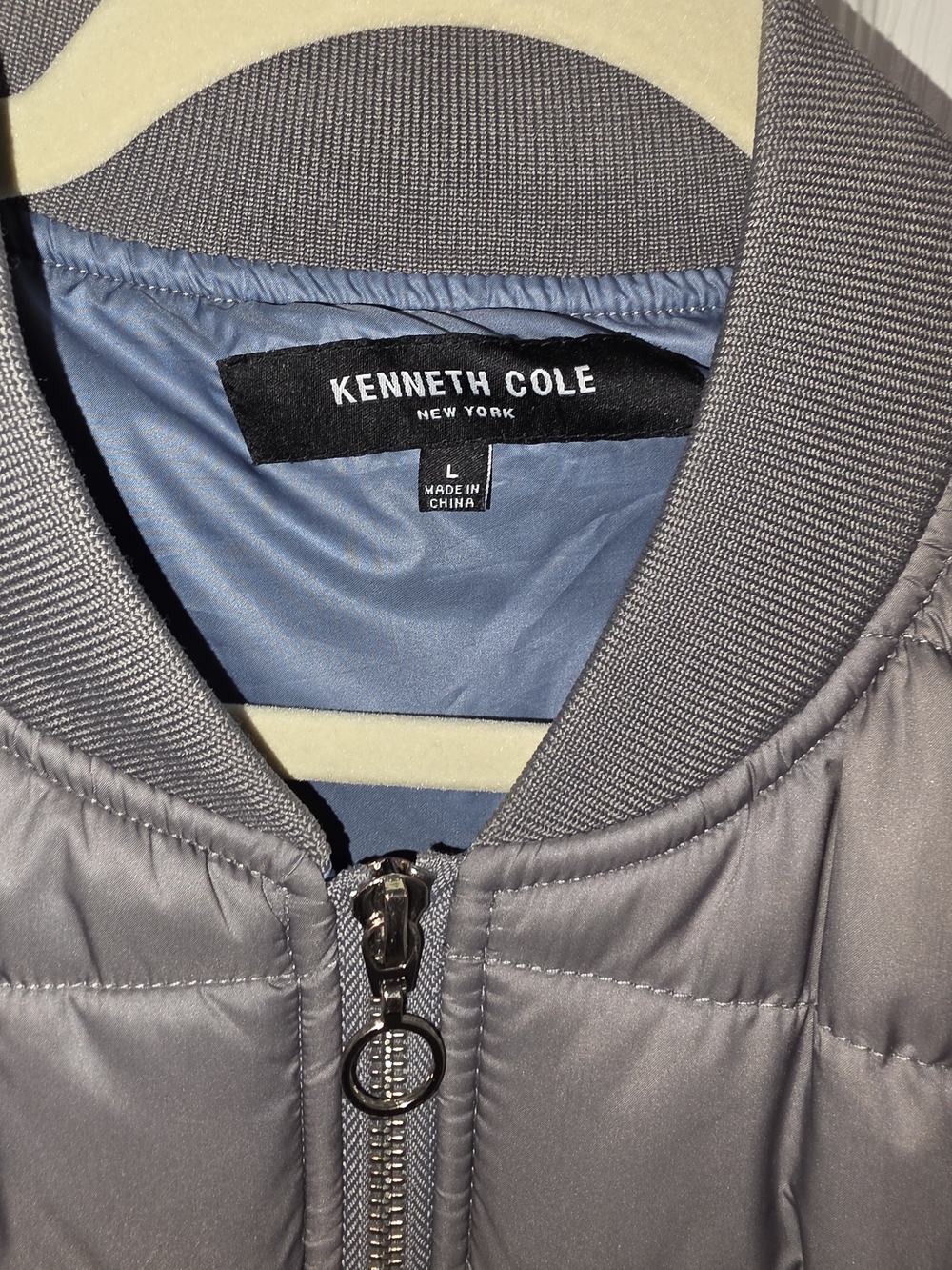Kenneth Cole Quilted Waist-Defined Puffer Coat - Gray - Picture 2 of 6